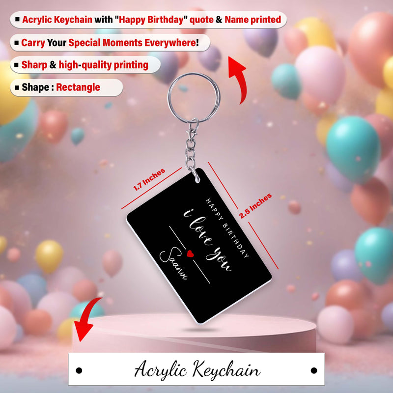 Birthday Gift Set– Black Ceramic Coffee Mug &  Acrylic Keychain with 'Happy Birthday' Quote & Name Printed.