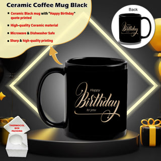 Happy Birthday LED Acrylic Night Lamp with Wooden Base & Ceramic Birthday Mug Combo