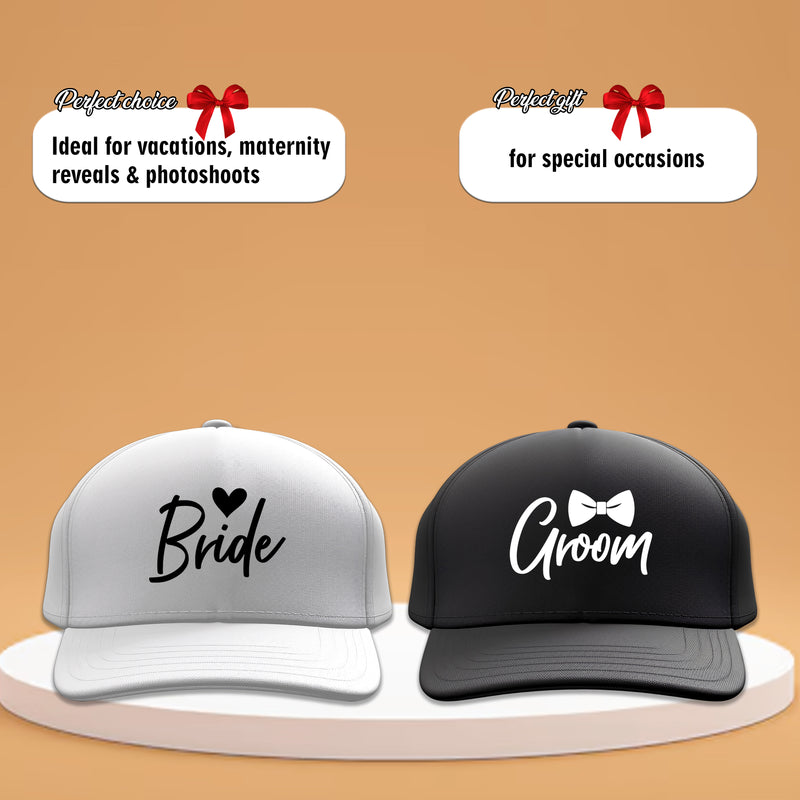 Bride & Groom Caps (Set of 2) – Matching Wedding Couple Caps.