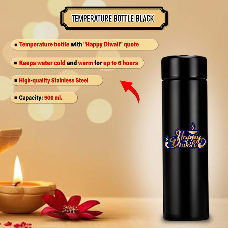 Diwali Gift Combo – Leather Diary, 'Happy Diwali' Bottle & Engraved Pen.