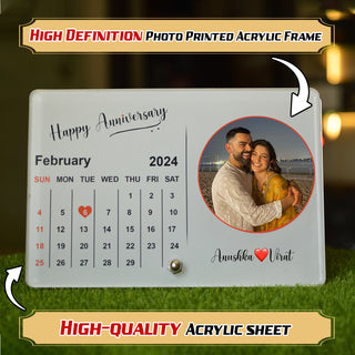 Acrylic Calendar Photo Frame with Stand- Customized With Your Picture & Your Memorable Date.