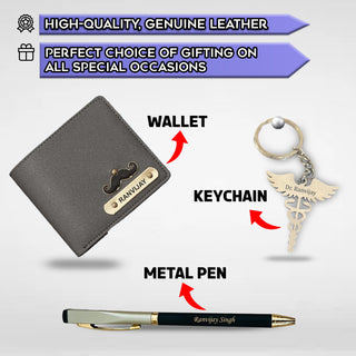 Personalized Wallet, Pen & Keychain Combo – Perfect Gift for Him