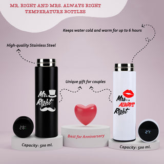 Couple Water Bottle Set of 2 Bottles with Couple Design Printed.