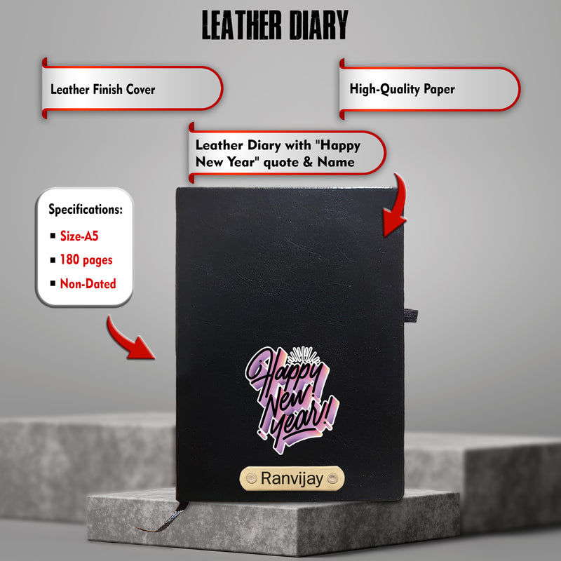 Customized New Year Gift Set - Diary & Pen-Black