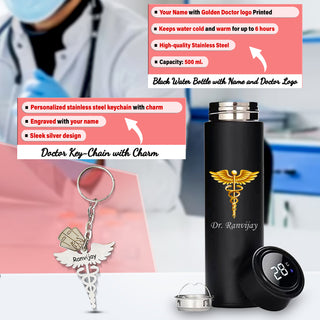 Customized Doctor Gift Set – Personalized Pen, Keychain, Bottle, Wallet & Diary with Name & Colored Logo