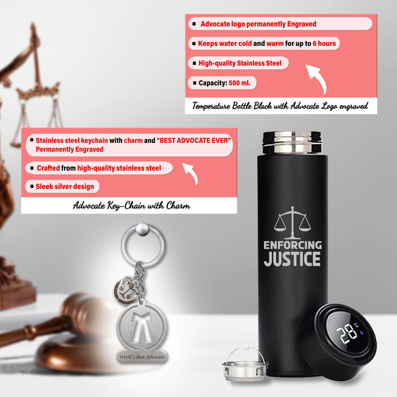 Advocate Gift Set: Pen, Keychain, Black Bottle, Diary, Wallet With 'World's Best Advocate' Quote.