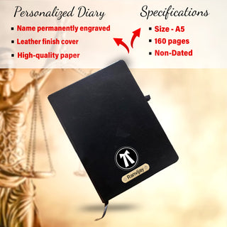 Customized Advocate Desk Set - Coat Pen Stand, Pen & A5 Diary.