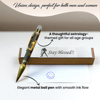 Personalized Zodiac Sign Engraved Metal Ball Rashi Pen.