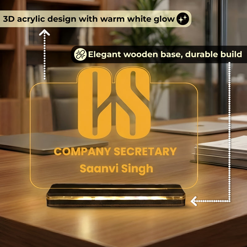 Customized Company Secretary LED Desk Lamp with Name & CS Logo.