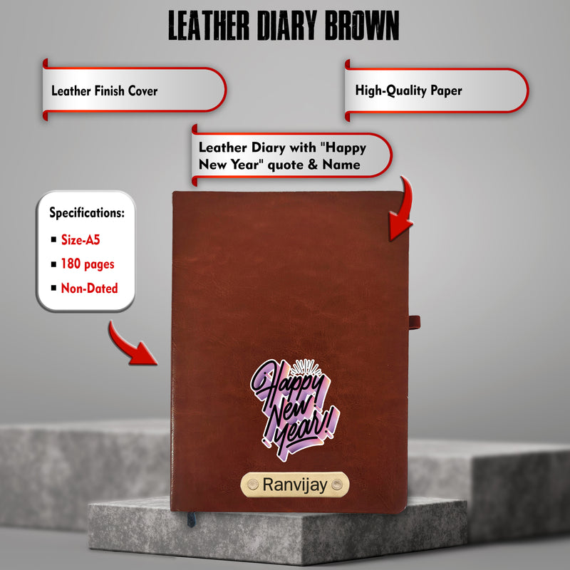 Customized New Year Gift Set - Diary & Pen- Brown