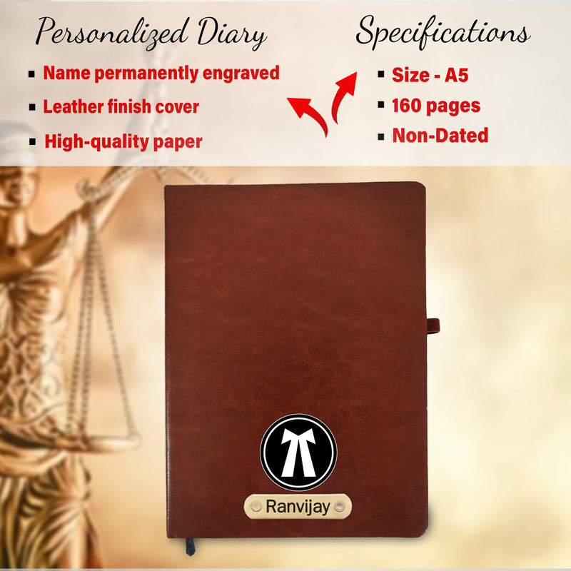 Customized Advocate Set: Name Engraved Pen & A5 Black Diary