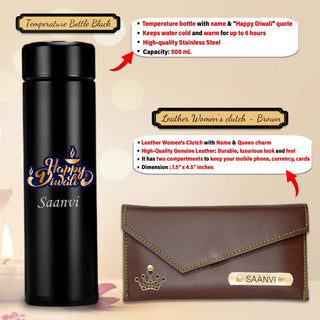 Diwali Gift Set for Women – Clutch, Keychain, Pen & Bottle
