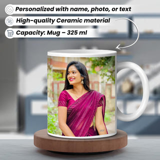 Custom White Photo Printed Mug.