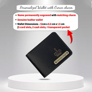 Customized Rakshabandhan Combo For Brother- Leather Men's Wallet Black & Rudrakash Rakhi.