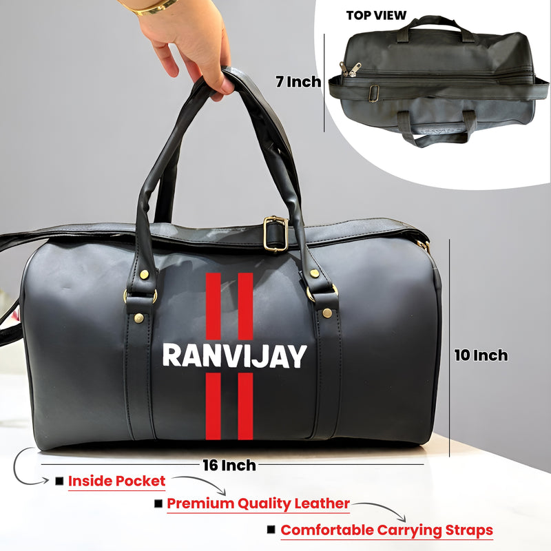 Rakhi Gift Set for Brother – Personalized Cap, Name Printed Duffle Bag, Photo Straw Bottle & Custom Name Foil Rakhi