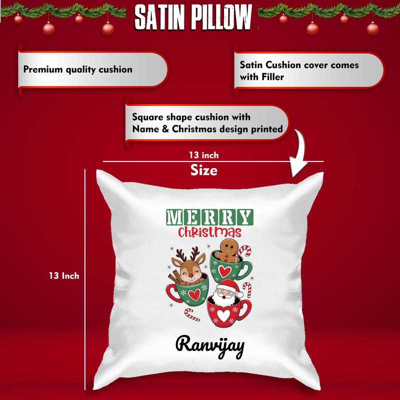 Custom Christmas Gift Set - Satin Cushion & Wall Clock with Name.