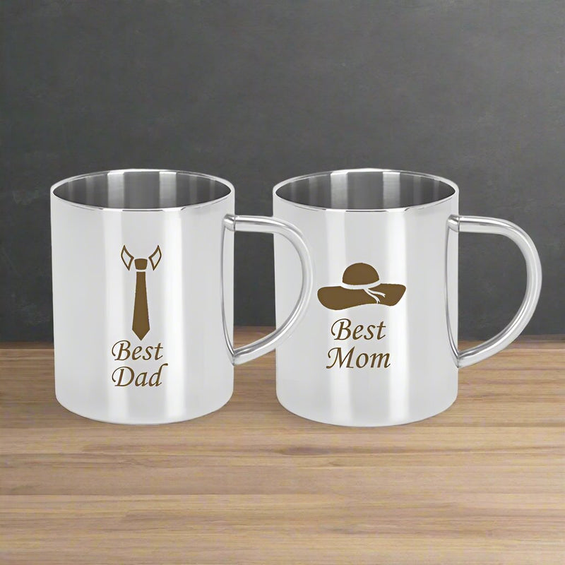 Stainless Steel Mug - Best Dad & Mom Design.