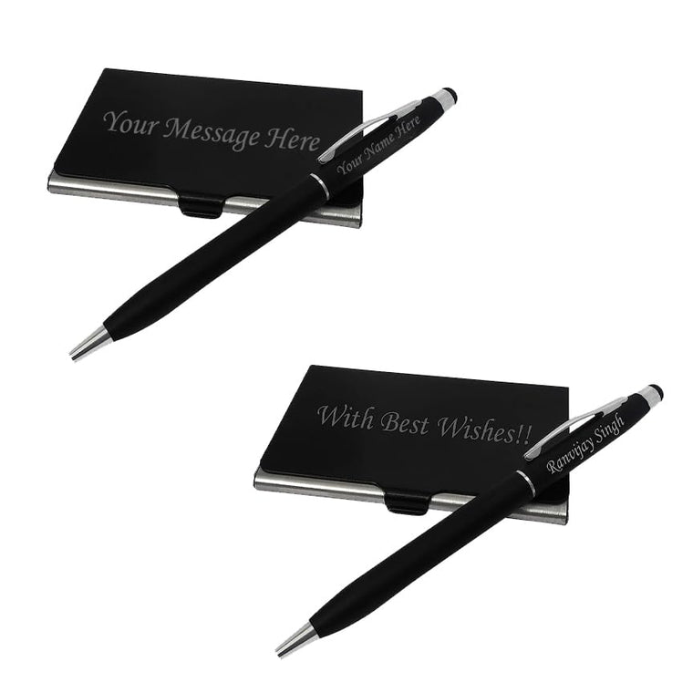 "Personalized Pen and Card Holder (Black) "