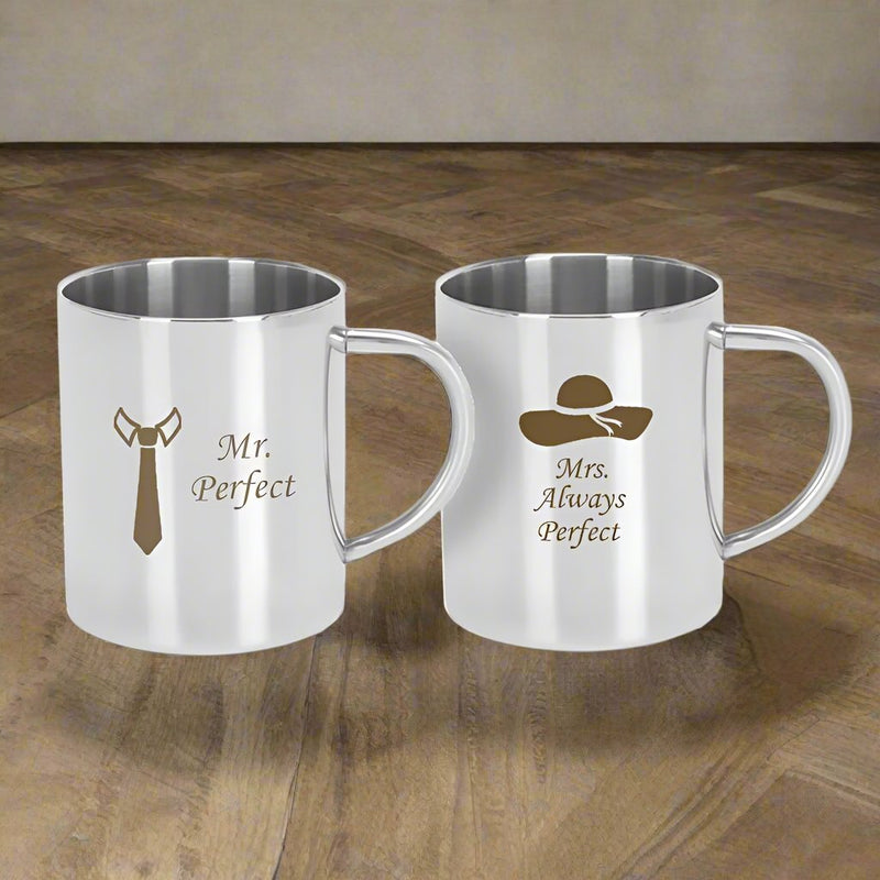 Steel Couple Mug Set (Pack of 2).