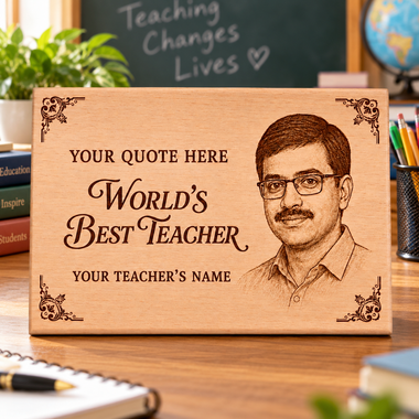 Personalized Teacher’s Day Gift | 6 x 8 Inch Wooden Photo Plaque | Teacher Appreciation Gift