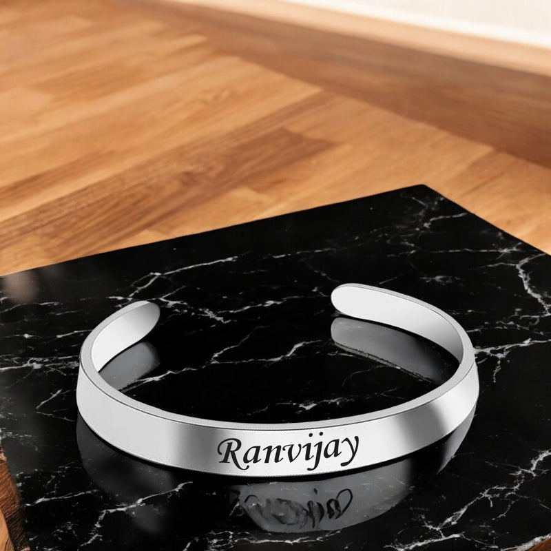 Personalized Men's Adjustable Kada - Custom Engraved Bracelet