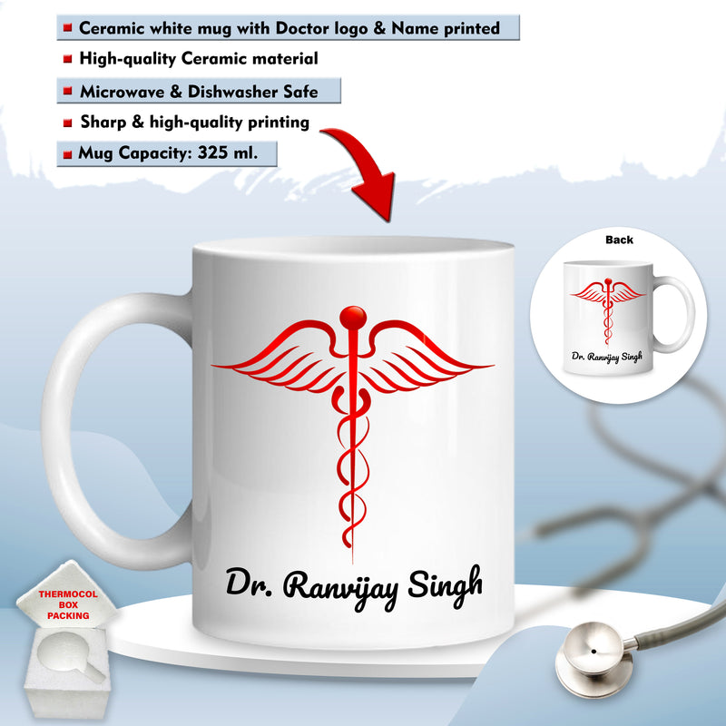 Doctor Gift Set –Custom Name Water Bottle & Ceramic Mug with Doctor Themed Design.