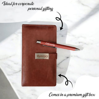 Personalized Leather Diary & Engraved Pen Set