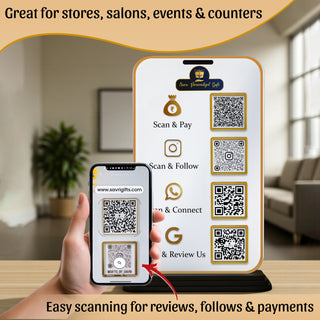 Custom Acrylic QR Code Stand with 4 QR Slots – 6x8 Inch Table Display