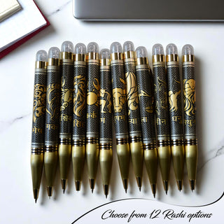 Personalized Zodiac Sign Engraved Metal Ball Rashi Pen.