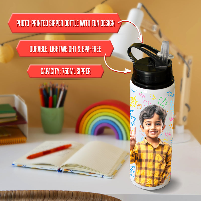 Personalized Kids Plate & Bottle Set For Kids.
