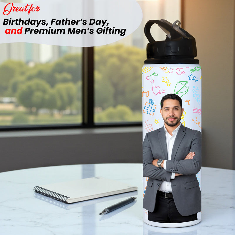 Customized Photo Printed 750 ML Aluminum Bottle for Men