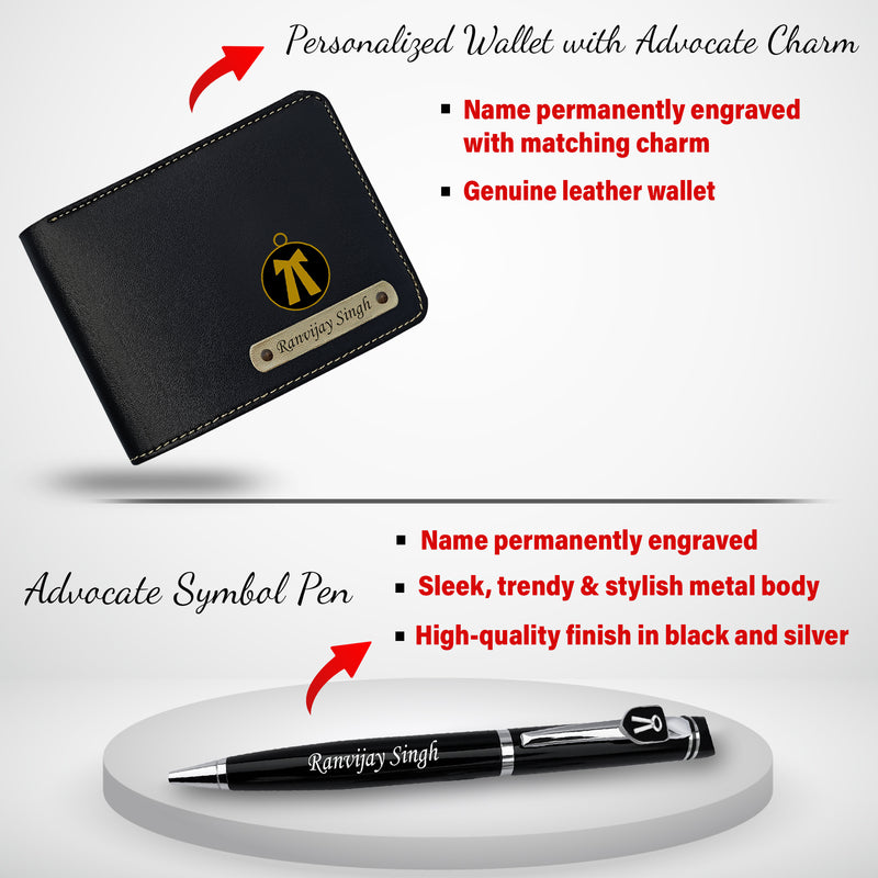 Personalized Advocate Combo - Keychain, Pen, & Wallet with Name & Charm