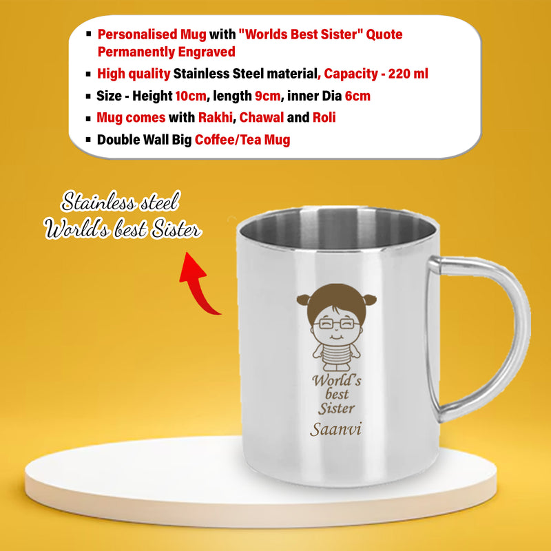 Personalized Rakhi Gift: Best Sister Mug & Custom Bottle