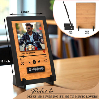 Custom Spotify Wooden Frame with Photo, Song Name & Scannable Code
