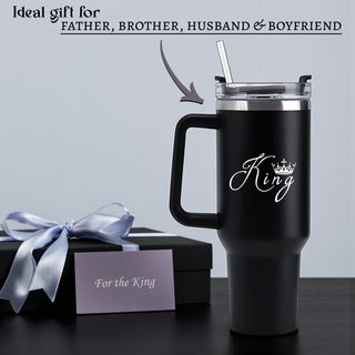 Stainless Steel Insulated 1200 ML Tumbler with King Design Engraved.