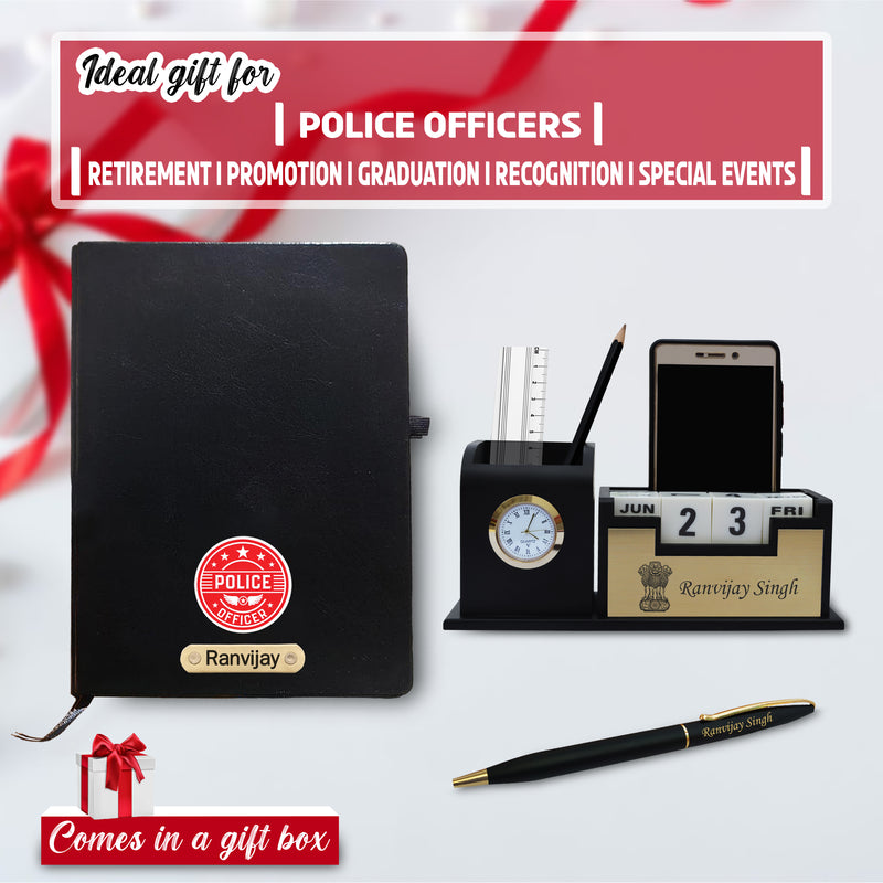 Customized Officer Gift Set: Pen, A5 Diary & Pen Stand.