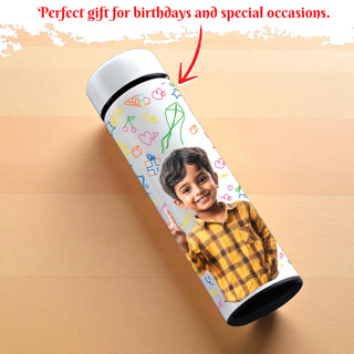 Personalized 500ml White Temperature Bottle – Custom Photo, Logo, or Wishes, perfect for school kids.