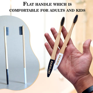 Bamboo Toothbrush set with Name Engraved.