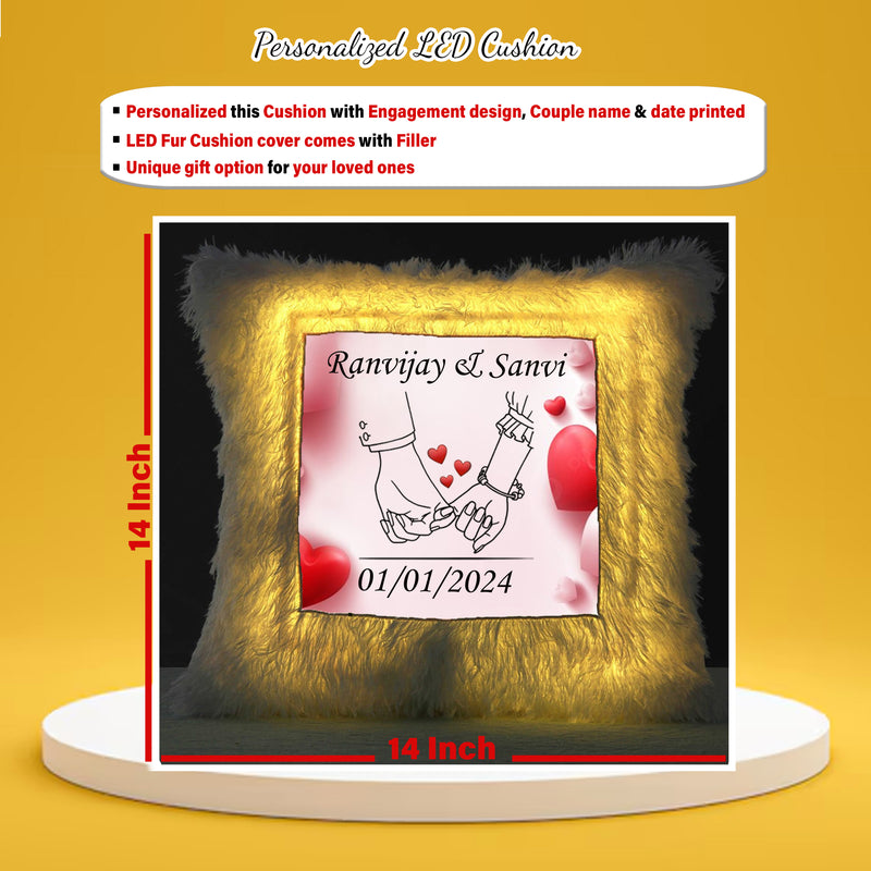 Engagement Gift Set – Custom Couple Towel Set & LED Cushion with Photo