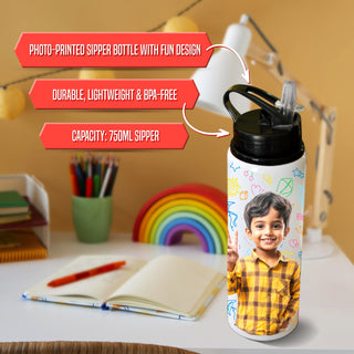 Personalized Gift Set – Custom Diary, Pen & Photo Bottle