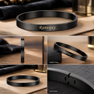 Customized Lock Kada Bracelet - Custom Name Engraved