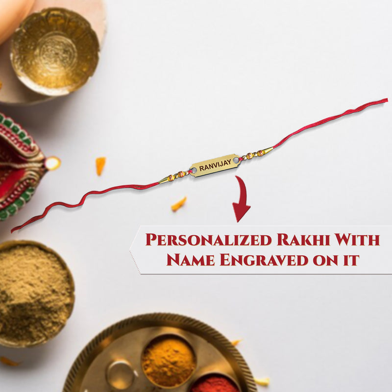 Rakshabandhan Gift Combo – 2 Compartment Steel Plate Set with Custom Foil Rakhi