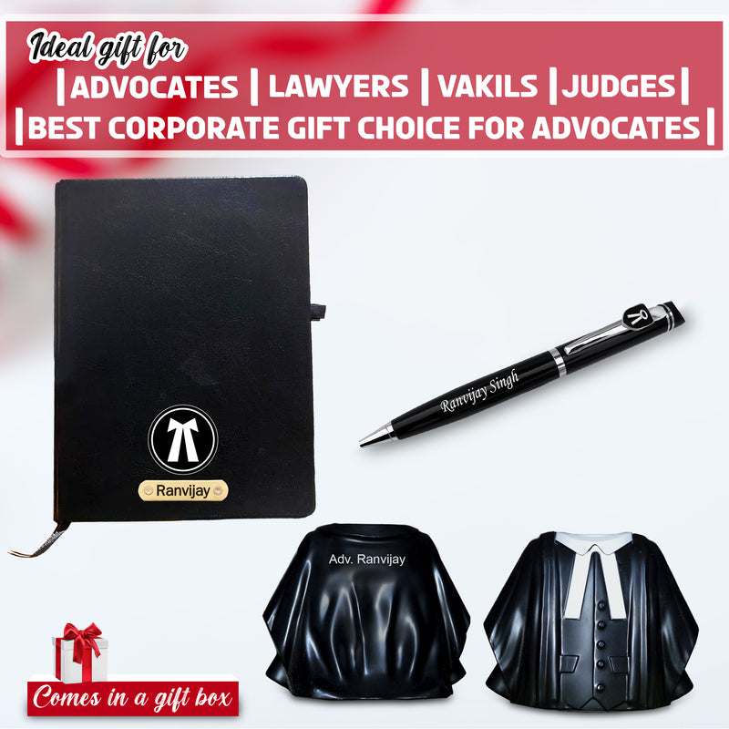 Customized Advocate Desk Set - Coat Pen Stand, Pen & A5 Diary.
