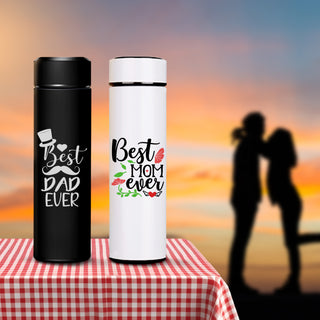Couple Water Bottle Set of 2 Bottles with Couple Design Printed.