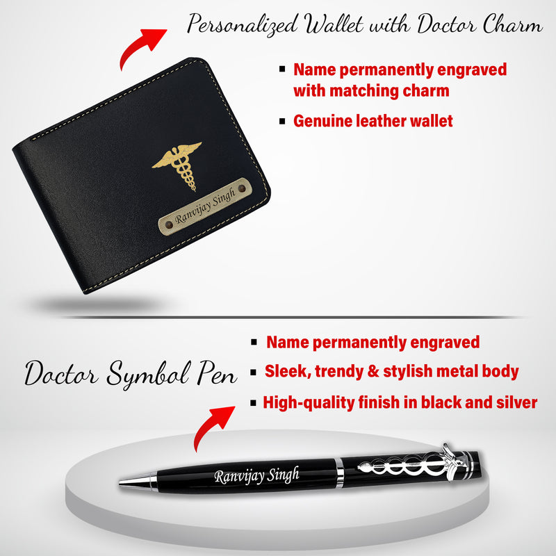 Doctor's Custom Combo Key-Chain with Dr. Logo,Doctor Symbol Pen & Wallet.