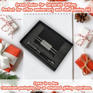 Customized Pen and Card Holder (Black and Silver)