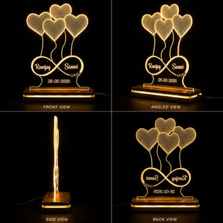 Acrylic 3D Illusion Heart LED Lamp 6x8 Inch – Customized Name Engraved