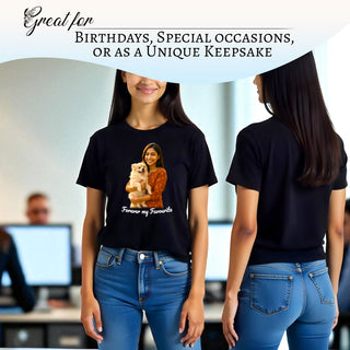 Personalized Unisex Black Cotton T-Shirt with Your Pet's Photo and Name Printed