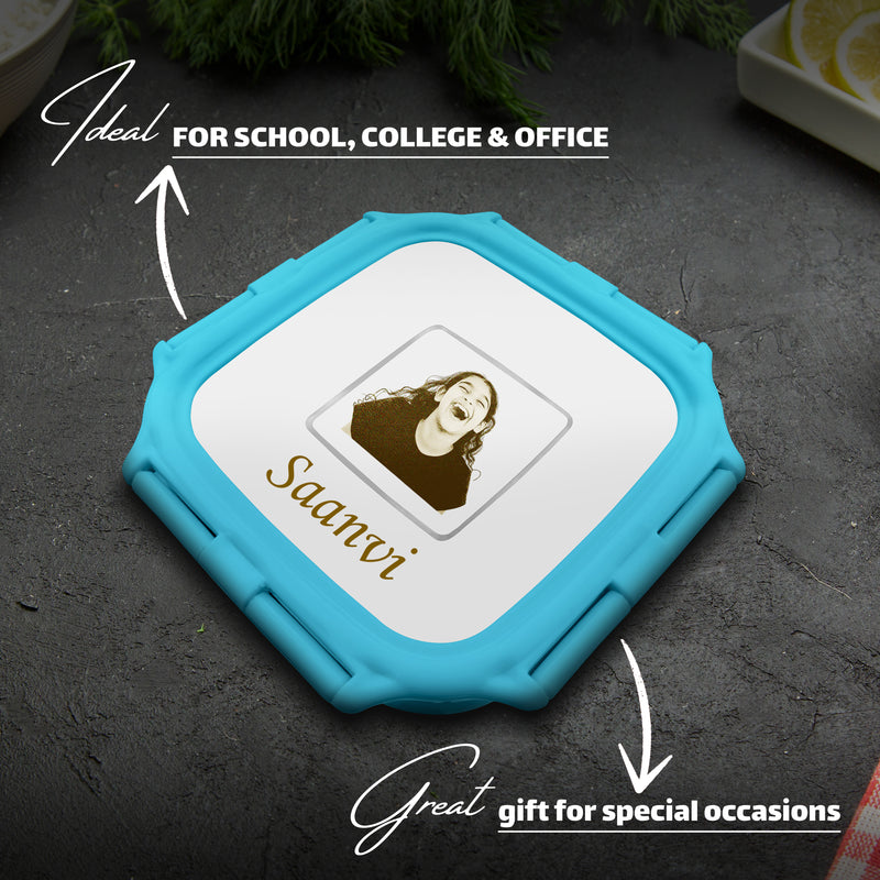 Custom Kids Stainless Steel Lunch Box – Photo & Name Printed.