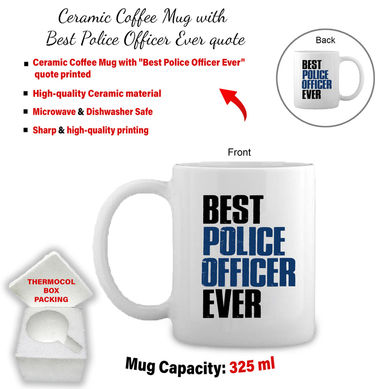 Black Bottle & Coffee Mug with 'Best Police Officer Ever' Quote.